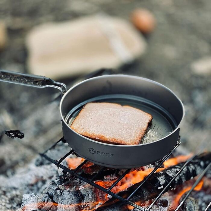 Набір кемпінгового посуду Bestargot Каструля зі сковородою,Відкритий посуд Горщик для пікніка,Надлегкий набір сковорідок для кемпі