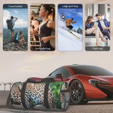 Спортивна сумка, дорожня сумка, африканський леопардовий принт, сумка для подорожей на ніч, чорна, універсальний розмір