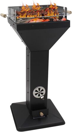 Гриль-колона з димарем, квадратний, чорний 2748