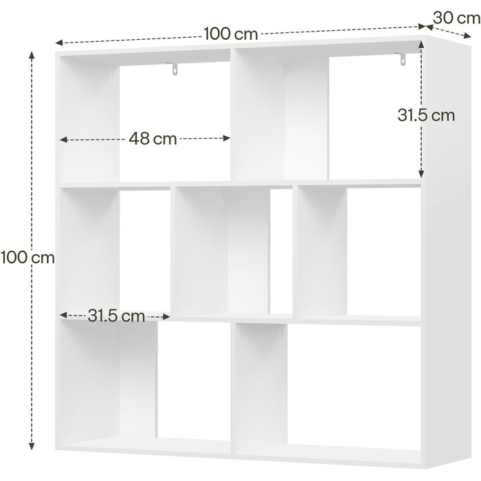 Біла книжкова полиця eSituro, кубічна полиця, окремостояча полиця з 7 відкритими відділеннями, яку можна використовувати горизонтально, вертикально або догори дном, для вітальні, спальні, офісу