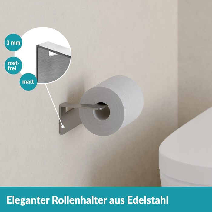 Тримач для туалетних рулонів з нержавіючої сталі без свердління - Самоклеючий тримач для туалетних рулонів - 16 x 5,5 x 8 см Срібл