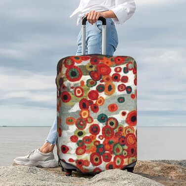 Чохол на валізу Абстрактні квіти, еластичний, водостійкий, захист валізи для подорожей та роботи (для валіз розміром 45,7 - 81,3 см), Чорний, Великий розмір