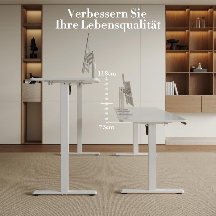 Стіл Airfish з регульованою висотою 160x70 см з USB-портом, електрично регульований стіл з функцією пам&39яті, 73-118 см, білий