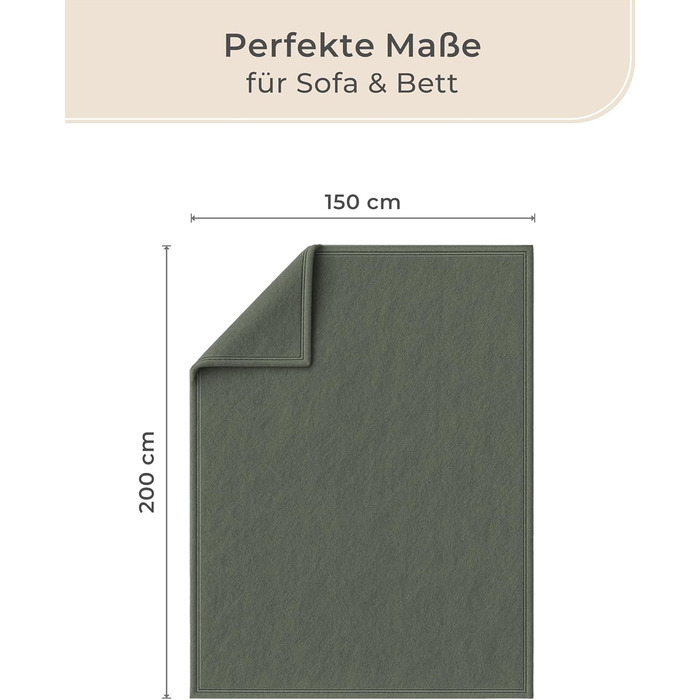 Преміум бавовняна ковдра 150x200 см - Oeko-TEX 100 - М&39яка ковдра з бавовняної суміші - Ковдра як плед, ковдра на диван та ковдра на дивані - Затишна та тепла бавовняна ковдра (темно-зелена) 150x200 см темно-зелена