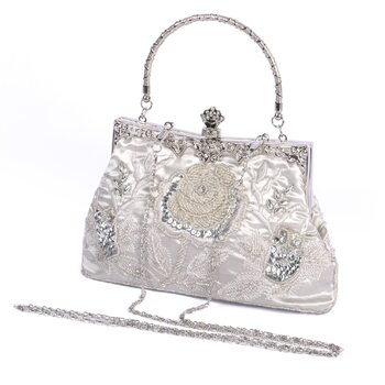 Жіночі клатчі Beaface, квіткові клатчі з бісером для жінок, вишиті клатчі для вечірок та весіль, жіночі сумочки-клатчі сріблястого кольору