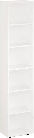 КОМТО Полиця 40 см завширшки Біла - Книжкова полиця з 6 рівнями та полицями з регульованою висотою, окремостояча полиця, полиця для зберігання Книжкова полиця Lumo 40 x 180 x 24 см (Ш x В x Г) 6 рівнів (40Ш x 180В x 24Г) Біла
