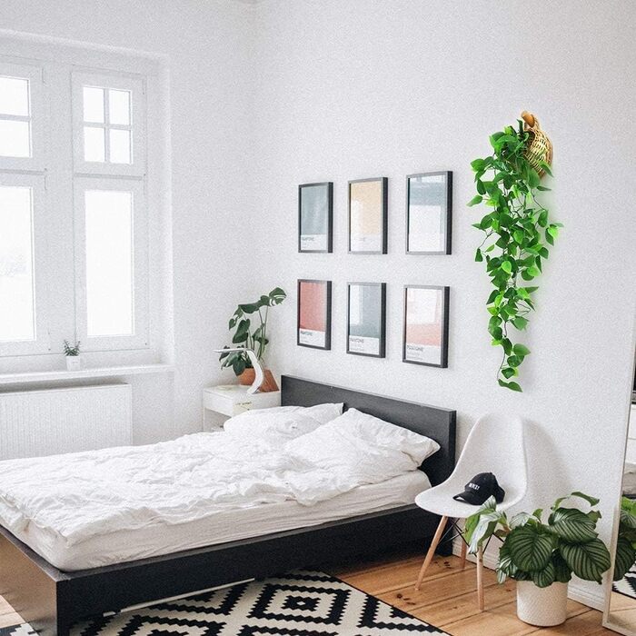 Штучні підвісні рослини з дерев'яним кошиком, 107 см в горщиках для офісу, кухні, саду, вечірки, декору стін (плющ) Ivy01 Wood кол