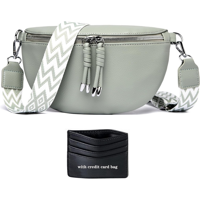 Жіноча сумка через плече Жіноча невелика сумка Жіноча стильна сумка з широким ремінцем Світло-зелений пакет кредитних карток Надіс