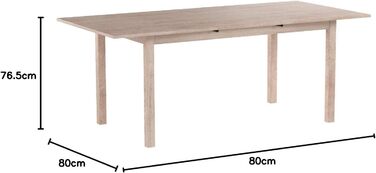 Обідній/кухонний стіл (4 розміри) з висувною дошкою, дуб сонома, 80-120 x 80 см