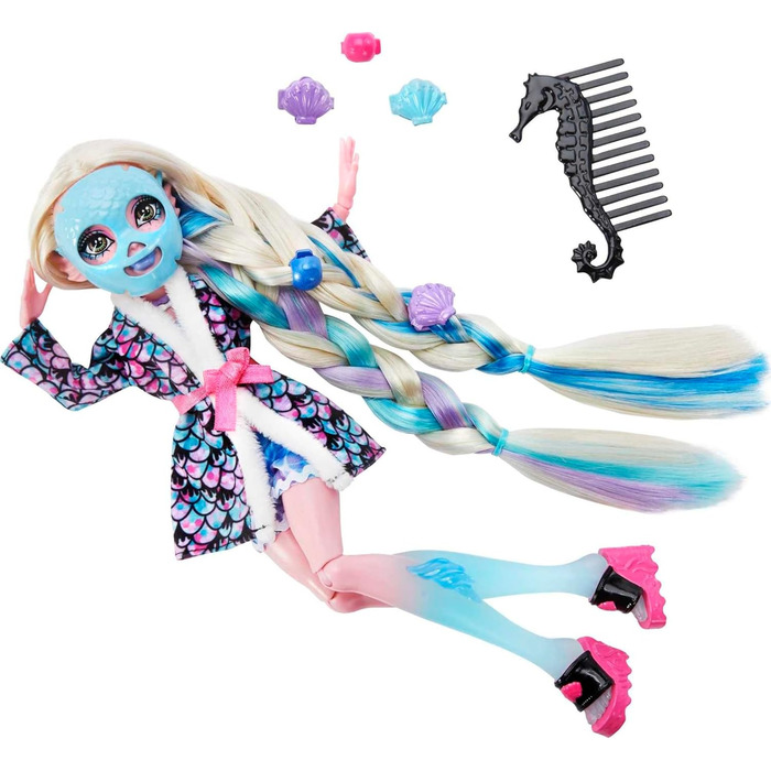 Лялька Monster High, набір для спа-дня Lagoona Blue з аксесуарами Wear and Share, такими як шпильки для волосся, крейда для волосся та татуювання (HKY69)