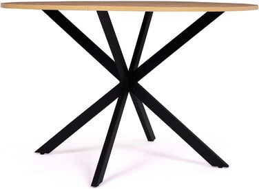 Круглий обідній стіл ALIX на 6 осіб, основа-павук, дерево та чорний колір, 110 см