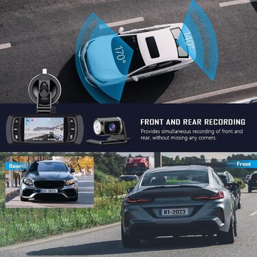 Відеореєстратор автомобільний передній задній, 2.7 екран 1080P FHD автомобільний відеореєстратор відеореєстратор передня камера 17