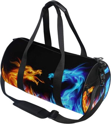 Спортивна сумка-дафл Полум'яний дракон синього кольору, велика дорожня сумка для чоловіків та жінок, ідеальна для тренувань та подорожей