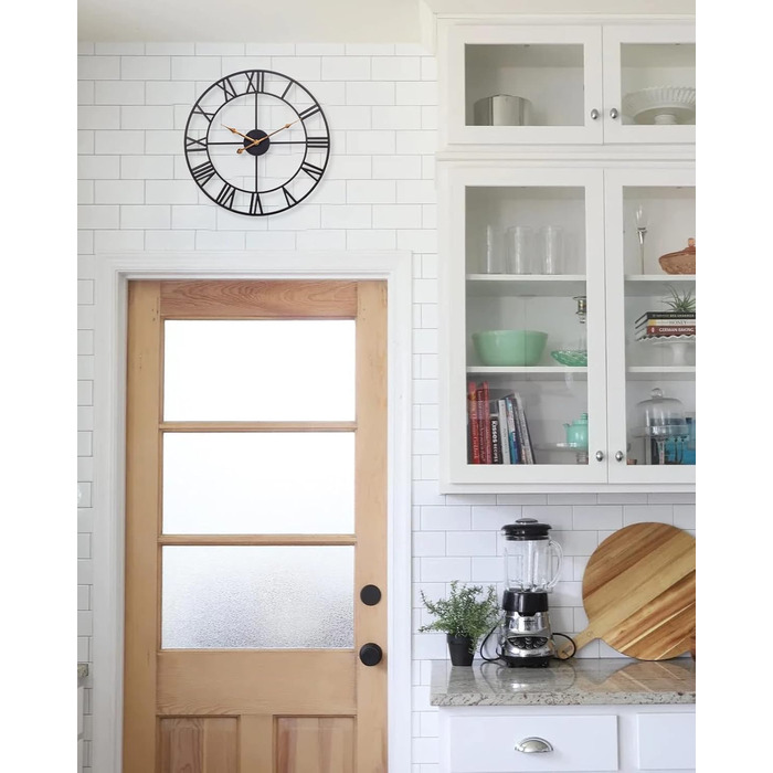 Настінний годинник великий, європейський промисловий старовинний настінний годинник з римськими цифрами, безшумний без цокання мет