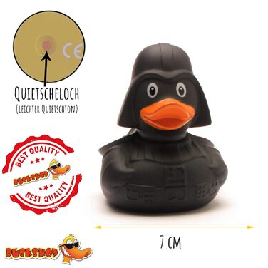 Зірка смерті Скрипуча качка I Чорна зірка IL Гумова качка 8,5 см - в комплекті брелок із гумовою каченям I Подарунок для шанувальн