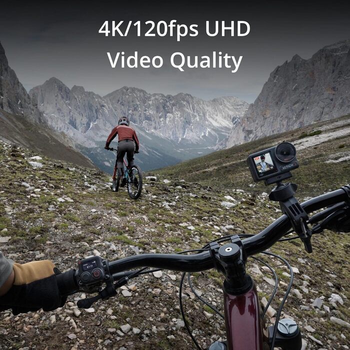 Водонепроникна екшн-камера 4K/120 кадрів/с із сенсором 1/1,3 дюйма, приголомшливе відео в умовах слабкого освітлення, 10-бітна передача кольорів і D-Log M, довготривалий акумулятор ємністю 1770 мАг., 4 Standard Combo