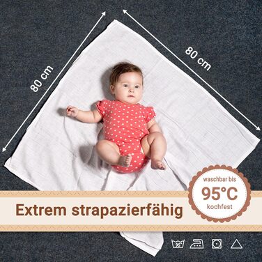 Набір з 10 муслінових серветок для відрижки розміром 80x80 см з бавовни - приємні для шкіри муслінові серветки - особливо м'які та