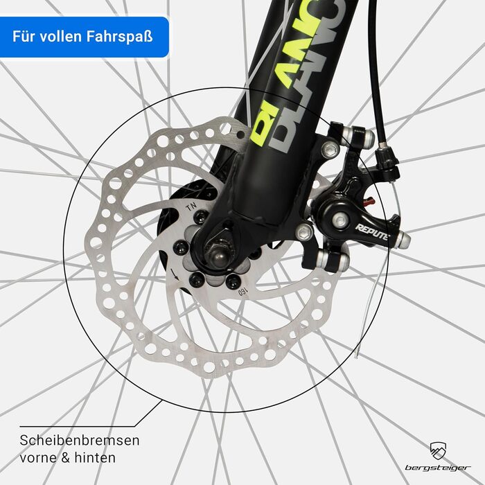 Дитячий велосипед 26 дюймів, 21 швидкість, відповідає вимогам StVZO, гірський велосипед з повною підвіскою, дисковими гальмами та динамо-підсвічуванням, підходить для 8, 9, 10, 11, 12, 13 років, хлопчиків та дівчаток, 24 дюйми, чорний/зелений, 24