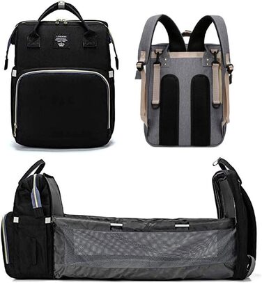 Портативна пеленальна сумка, 4 в 1 конвертована пеленальна сумка для немовлят, складна дитяче ліжечко на відкритому повітрі, сумка