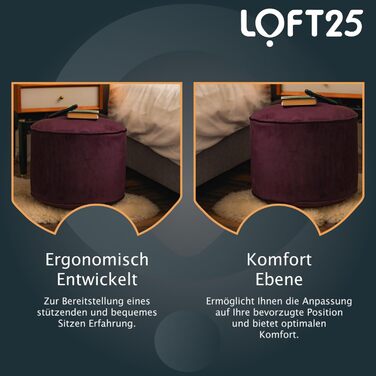 Круглий пуф-мішок Loft 25 Пуф для приміщень, вітальня, подушка для відпочинку ніг Ергономічний дизайн пуфа Зручний та міцний пуф-подушка для сидіння 3245 см (Баклажан)