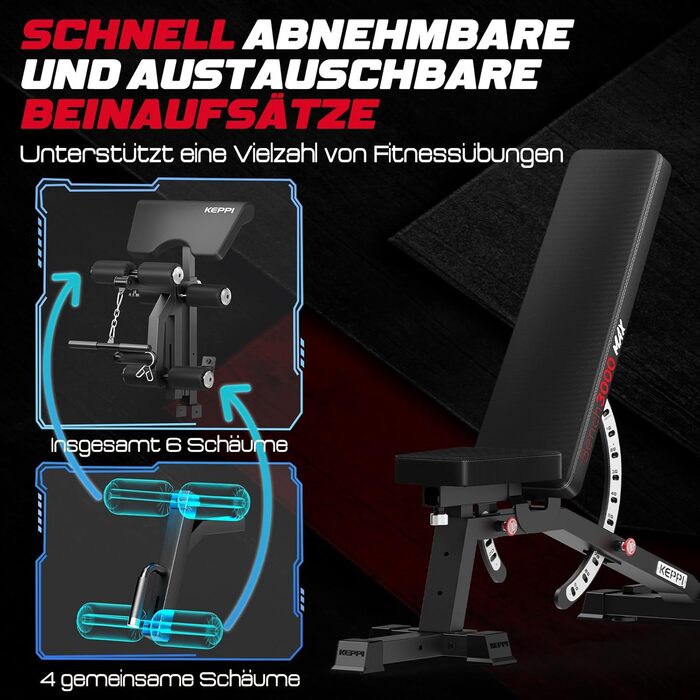 Регульована силова лава Keppi, вантажопідйомність 600 кг, посилена, регульована для домашніх тренувань, нахилена лава, килимок для проповідників та тренувальна лава з регулюванням нахилу/нахилу/рівня - Bench3000 Max