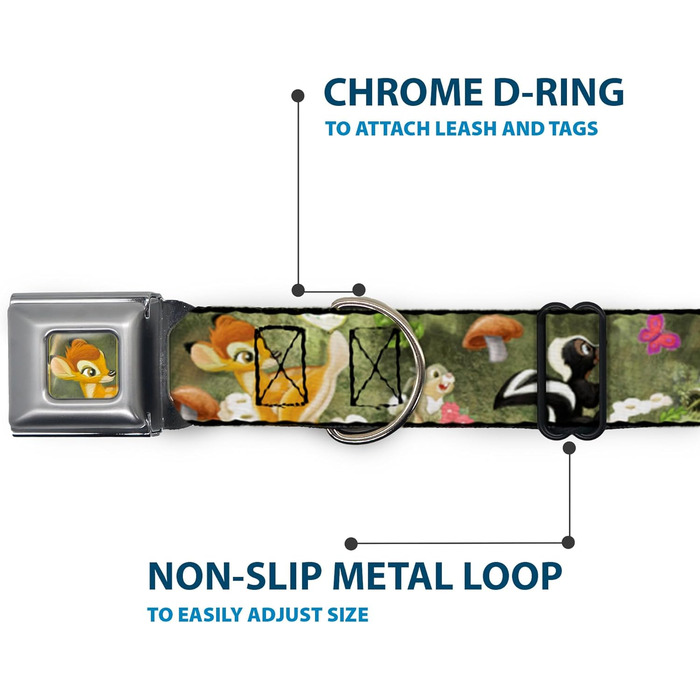 Нашийник для собак Buckle Down Bambi Ескіз Оленяти - Розмір M (33-43 см) - Ширина 2.5 см