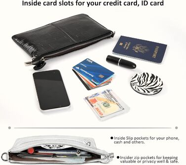 Стильна жіноча сумка-клатч на зап'ястя з натуральної шкіри Befen. Невеликий кросбоді з RFID-захистом та відділеннями для карток, чорний колір, імітація шкіри крокодила