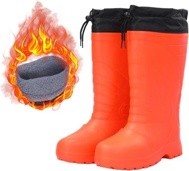 Чоловічі гумові чоботи до коліна, водонепроникні, з EVA, теплі, захисне взуття для використання на вулиці, гумові чоботи для активного відпочинку, риболовлі, помаранчеві, розмір 43 EU