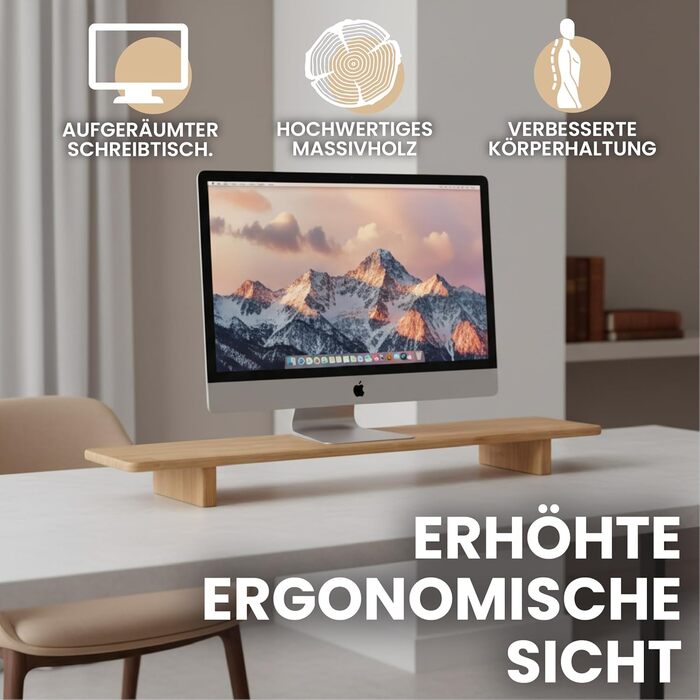 Дерев&39яна підставка для монітора, ергономічний органайзер для столу, підставка для робочого столу з натурального дерева з місцем для зберігання речей для офісу та домашнього офісу
