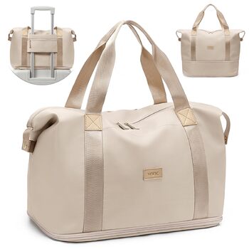 Жіноча дорожня сумка VNINE, ручна поклажа, спортивна сумка, сумка для вихідних, розширювана сумка для плавання, водонепроникна дорожня сумка, лікарняна сумка, сумка для пологів, бежевий колір