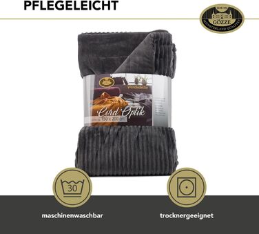 М&39який плед з вельветовим ефектом, 1620 г/шт., 150 x 200 см - Антрацит, Темно-сірий