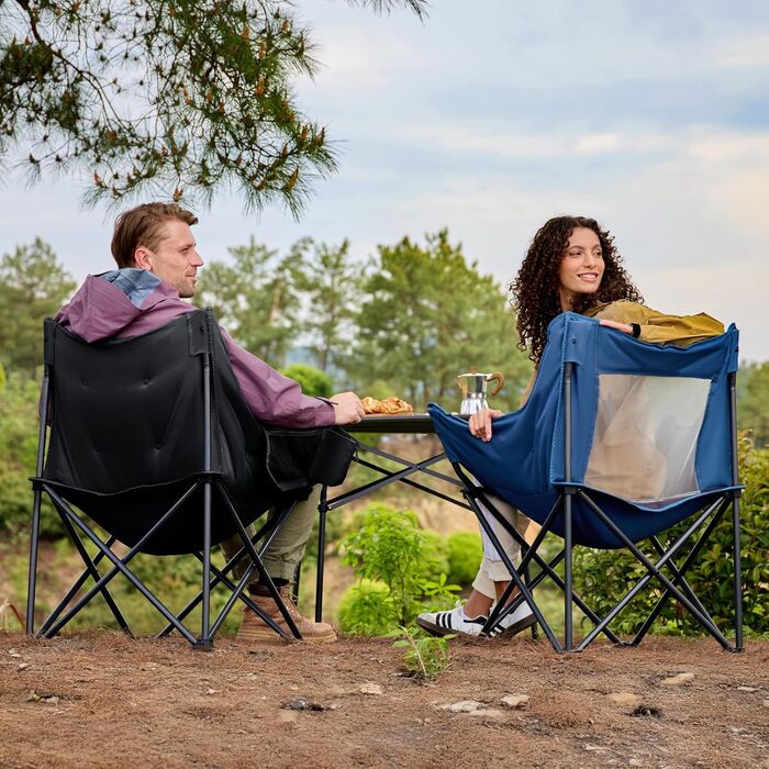 Крісло для кемпінгу Portal, складне, суперм&39яке, вантажопідйомність 150 кг, складне рибальське крісло XXL, товсто оббите з підлокітниками, м&39яке вуличне крісло, чорне