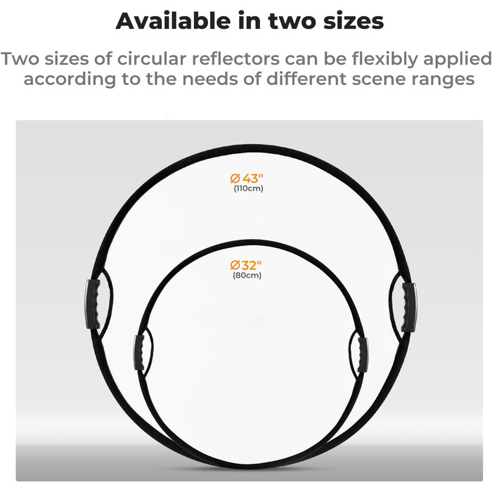 В-1 рефлектор для фотографії (80 см/32 дюйми), складаний відбивач з сумкою для перенесення та подвійною ручкою, напівпрозорий, сріблястий, золотий, білий та чорний круглі відбивачі для фотозйомки, зовнішнє освітлення 80 см з ручкою, 5-