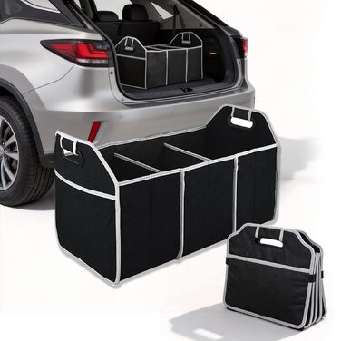 Органайзер для автомобіля, вантажівки, сумка для зберігання речей в авто, складана, 3 відділення, водонепроникний, 50 x 33 x 33 см, аксесуар для подорожей, з антиковзким покриттям для подорожей, кемпінгу, транспортування, чорний