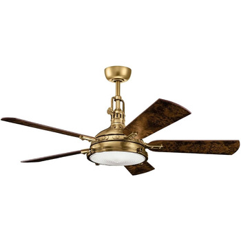 Стельовий вентилятор Elstead Hatteras Bay 142 см зі світлодіодним підсвічуванням з регулюванням яскравості 3000 K, полірована анти