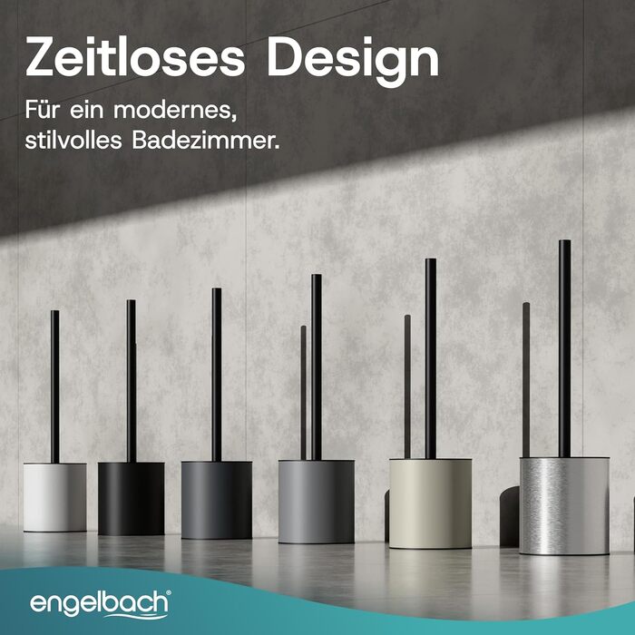 Чорна силіконова щітка для унітазу Engelbach з ручкою та тримачем з нержавіючої сталі Антибактеріальний дизайн Сучасний тримач для щітки для унітазу