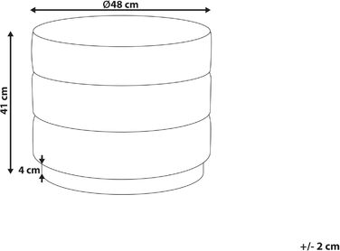 Пуф Beliani, оксамитовий, бежевий, круглий, Ø 39 см, золотий обідок, нержавіюча сталь, трирівневий градієнт кольорів, Louin