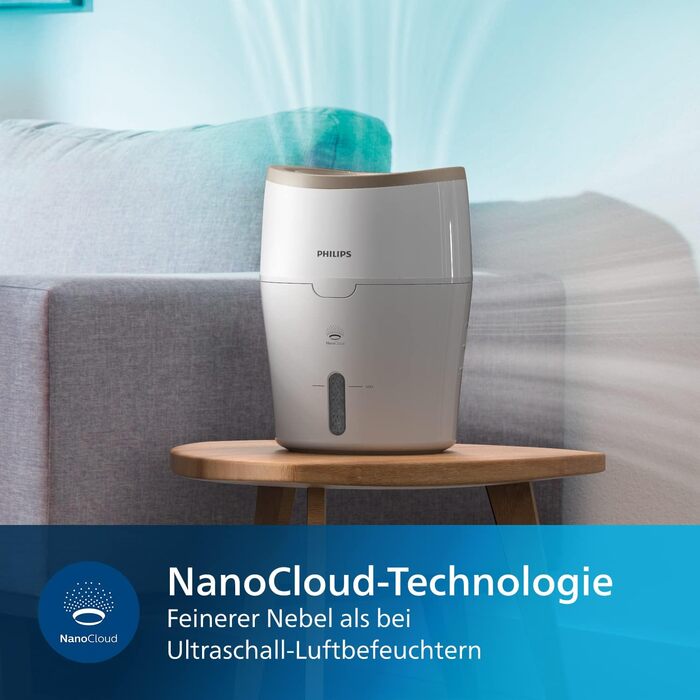 Зволожувач Philips Series 2000 - для приміщень до 38 м, технологія NanoCloud, 2 налаштування швидкості, 2-літровий бак (HU4811/10)