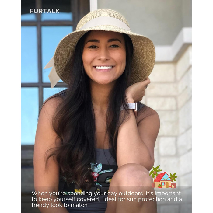 Жіночий сонцезахисний капелюх, пляжний капелюх із захистом від ультрафіолету, складний літній капелюх, солом&39яний капелюх UPF 50 з широкими полями, колір бежевий бежева стрічка