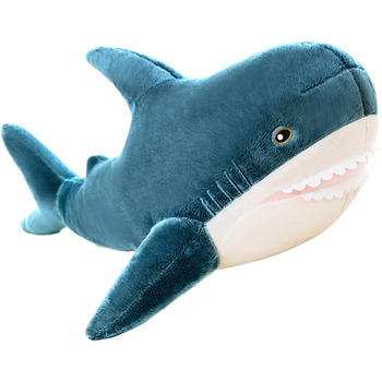 Плюшева подушка у формі гігантської акули, м&39яка тварина, блакитна акула, зручна подушка для сну, подушка для спини, подарунок для ляльки для дітей (синя, 60 см/23,62 дюйма) синя 60 см/23,62 дюйма