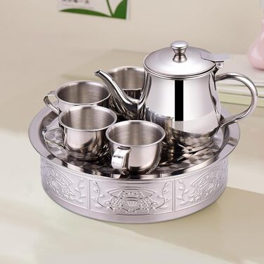 Дитячий набір для чаювання, 10,9 см, нержавіюча сталь, з довгим носиком, з чашками та підносом, розвиваючий ролевий набір для дошкільнят та початківців, для дитячого садка