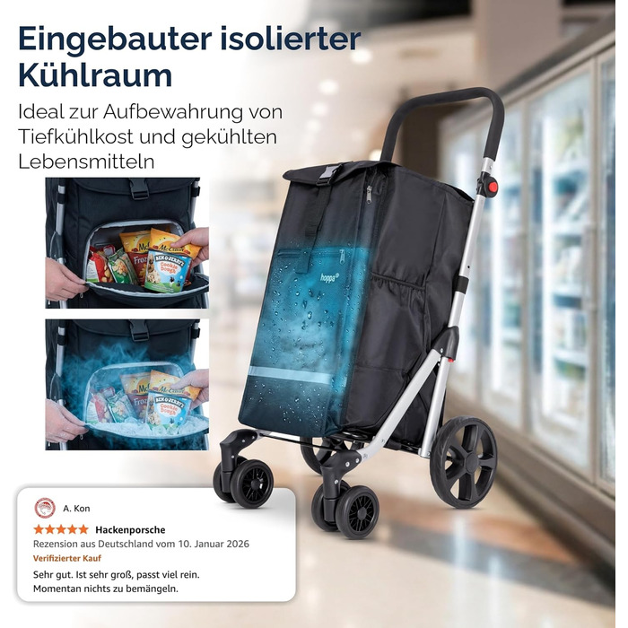 Сумка-візок для покупок Простора складана сумка-візок обємом 74 л Легкий 6-колісний візок з 5 кишенями міцний та водонепроникний Ідеальна складана сумка-візок для щоденного використання