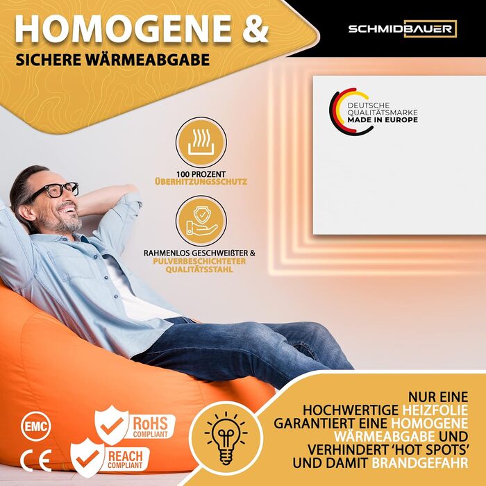 Інфрачервоний обігрівач SCHMIDBAUER - ISP T 700 Вт Обігрівач для білої дошки з можливістю запису Настінний/стельовий кронштейн Інфрачервоний обігрівач