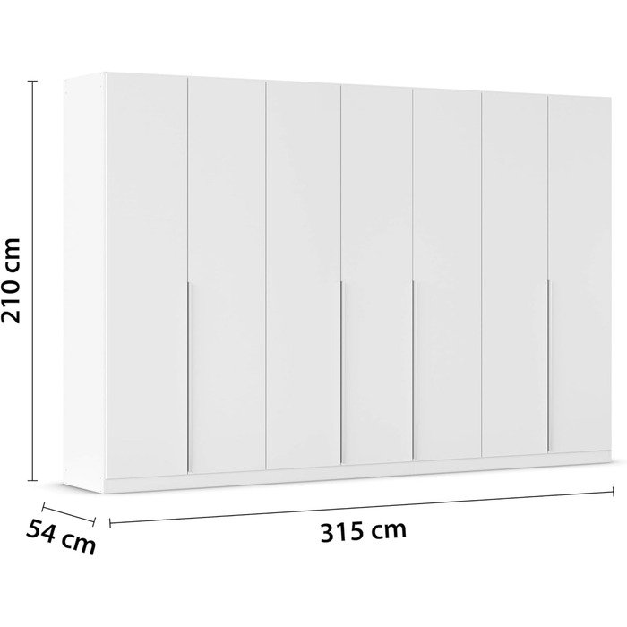 Меблі Rauch Alabama, шафа для спальні, дитячої кімнати, вітальні, гардеробної, передпокою, 7-дверна, з основними аксесуарами, колір білий, ширина 315 см