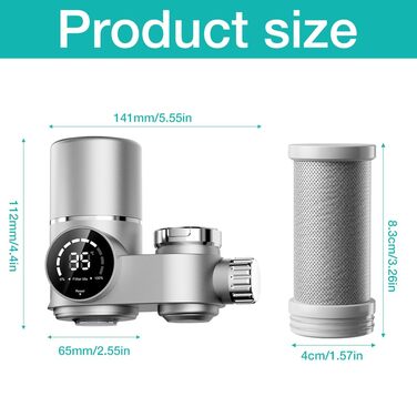 Кран для фільтрування води Mineup зі світлодіодним дисплеєм, фільтр для питної води, кран для фільтрації вапняного нальоту з синім світлом, видаляє свинець, хлор, пісок, важкі метали та інші забруднюючі речовини (включаючи фільтр*1)