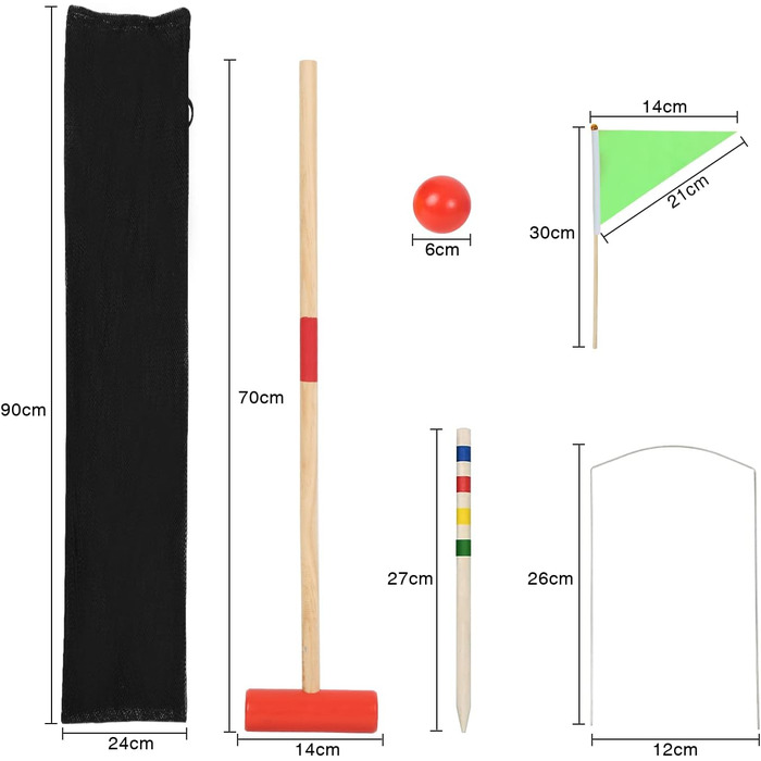 Крокетна гра для 2-4 гравців, набір для крокету з сумкою, дерев&39яна іграшка для дітей та дорослих, гра для всієї родини на свіжому повітрі, гра на спритність
