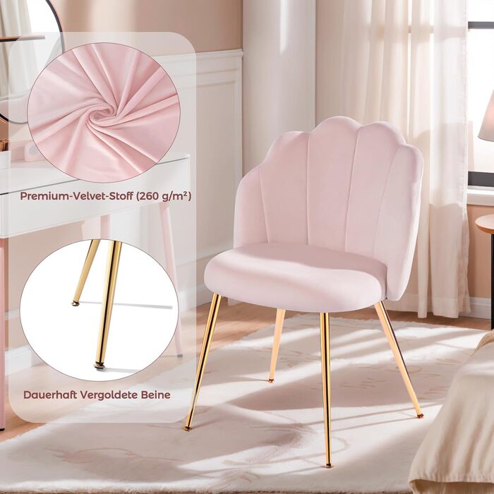 Крісло-туалетний столик без коліс, оксамитове крісло-обшивка для вітальні та спальні, сучасні стільці для їдальні, рожевий 1 рожевий