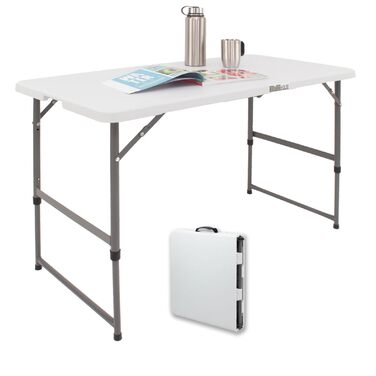 Стіл блошиного ринку TRUTZHOLM, регульований по висоті, 120x60 см, складаний з ручкою для перенесення, стійкий до атмосферних впливів, нержавіючий, кемпінговий стіл, стіл для вечірки, садовий стіл, стіл для обклеювання шпалерами, обідній стіл, фуршетний с