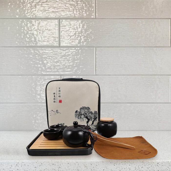 Чайний сервіс Кунг Фу з керамічного чайника Toyvian, 1 предмет, портативний, креативний, легко миється, для особистої колекції та сервірування столу, чорний