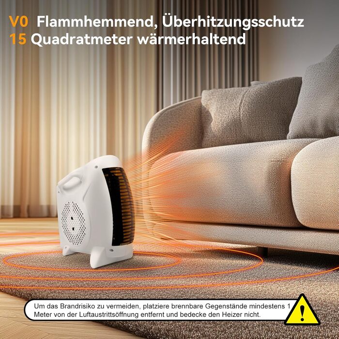 Портативний електричний обігрівач потужністю 2000 Вт з 2 режимами нагріву та функцією охолодження повітря, вертикальна та горизонтальна робота, тихий мідний двигун, захист від перегріву, невеликий обігрівач для офісу, ванної кімнати, спальні